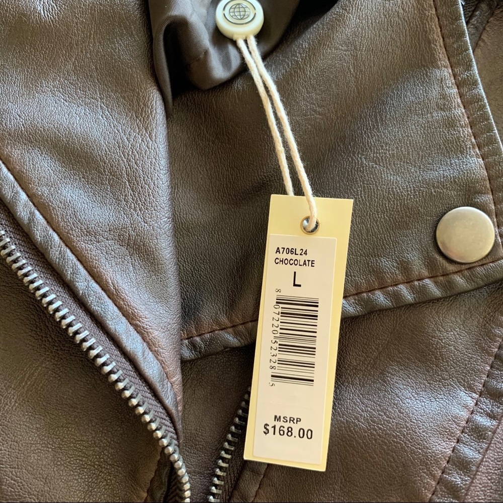 🌸New🌸 Max Studio Faux Leather Moto Jacket Sz L - Picture 5 of 10
